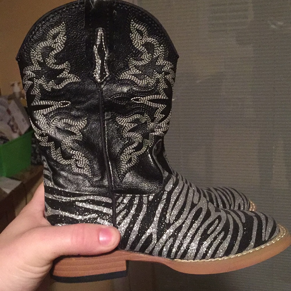 Roper Glittery Zebra Print Cowgirl Boots NWOT sz 9